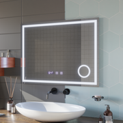 Lustro dotykowe LED NIVERA System odmgławiania, zegar i temperatura 80x60 cm Lustra kosmetyczne Lustra Korman S Domyślny tytuł Alessandro Design