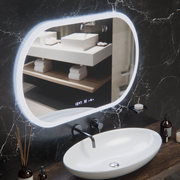 Owalne lustro LED, 80x50 cm, czujnik Altera Marcello MotionGlow, system przeciwmgielny, zegar i termometr, przyciemniane lustra Marcello Tytuł domyślny Alessandro Design