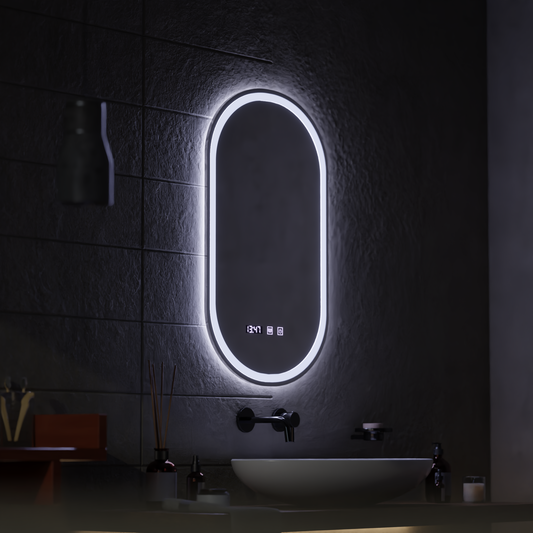 Lustro dotykowe LED ONIRA System przeciwmgielny, zegar i temperatura Lustra 50x80 cm Korman S Domyślny tytuł Alessandro Design