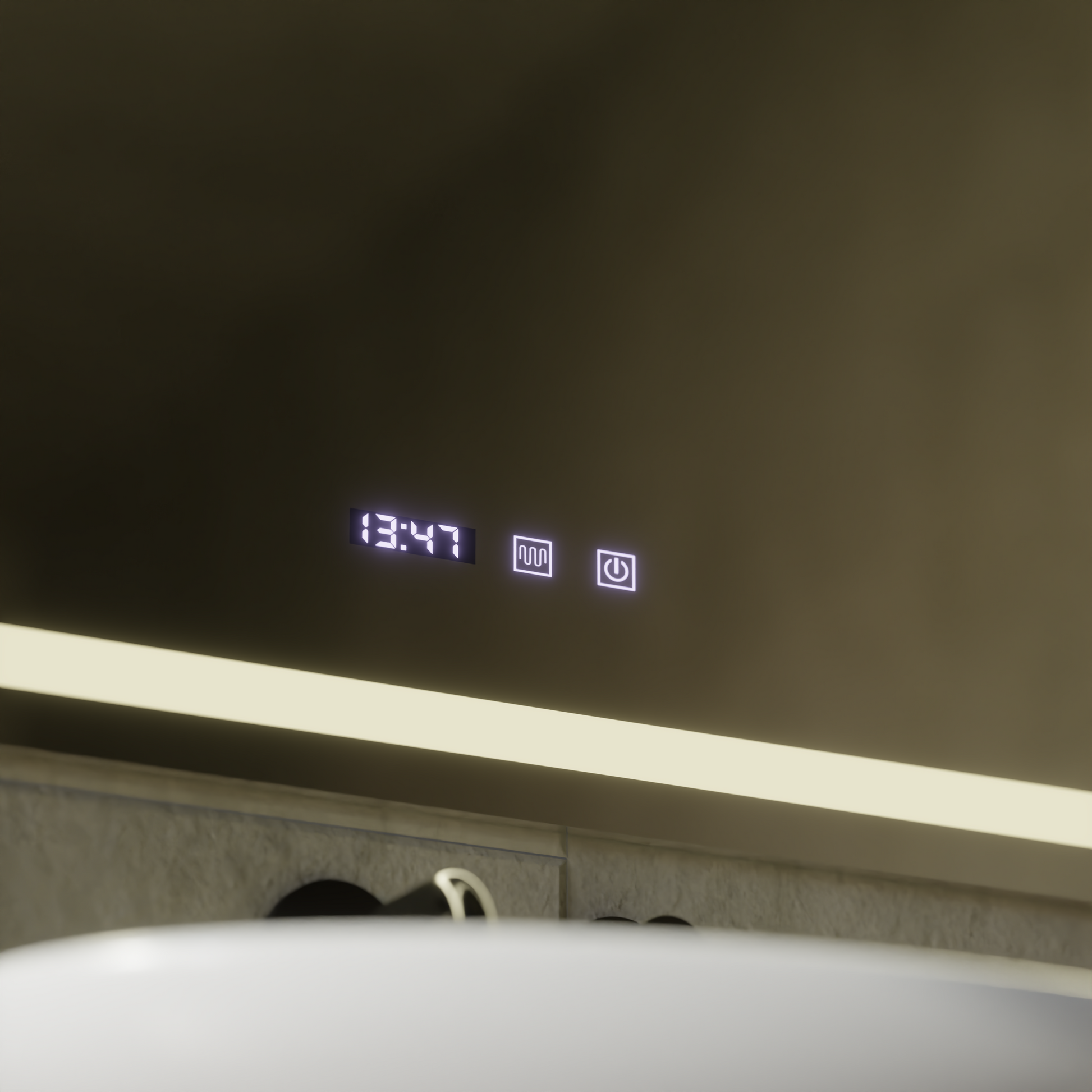 LED Touch MODENA System odmgławiania lusterek, zegar i temperatura 80x60 cm Lustra Korman S Domyślny tytuł Alessandro Design