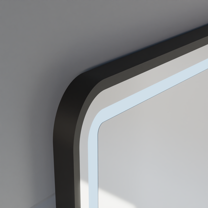Lustro LED Touch LUCIDA System odmgławiania, zegar i temperatura 60x80 cm Rama Czarne szczotkowane lustra Korman S Domyślny tytuł Alessandro Design