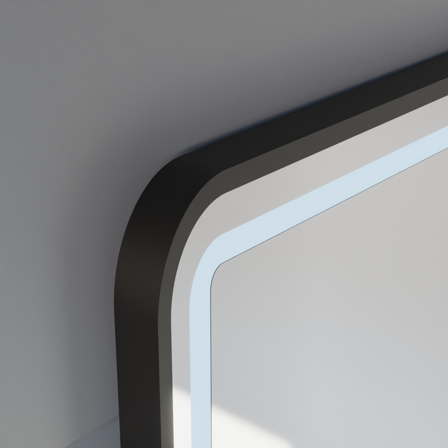 Lustro LED Touch LUCIDA System odmgławiania, zegar i temperatura 60x80 cm Rama Czarne szczotkowane lustra Korman S Domyślny tytuł Alessandro Design