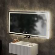Prostokątne lustro LED, 120x60cm, Verite MotionGlow Marcello, system odmgławiania, zegar i termometr, przyciemniane lustra Marcello Domyślny tytuł Alessandro Design