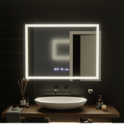 Prostokątne lustro LED, 100x75 cm, Verite MotionGlow Marcello, system usuwania zamglenia, zegar i termometr, przyciemniane lustra Marcello Tytuł domyślny Alessandro Design