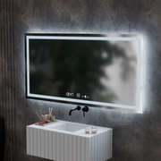 Prostokątne lustro LED, 120x60cm, Verite MotionGlow Marcello, system odmgławiania, zegar i termometr, przyciemniane lustra Marcello Domyślny tytuł Alessandro Design