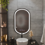 Helmut LED Touch System odmgławiania lusterek, zegar i temperatura 50x90 cm Czarna ramka Szczotkowane Marcello Funghi