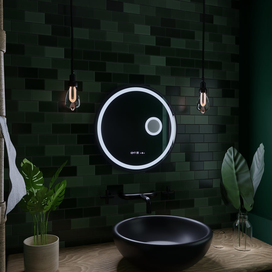 Okrągłe lustro LED, 11 W, 60 cm, czujnik Micah Marcello MotionGlow, system odmgławiania, zegar i termometr, lupa kosmetyczna, przyciemniane lustra Marcello Domyślny tytuł Alessandro Design