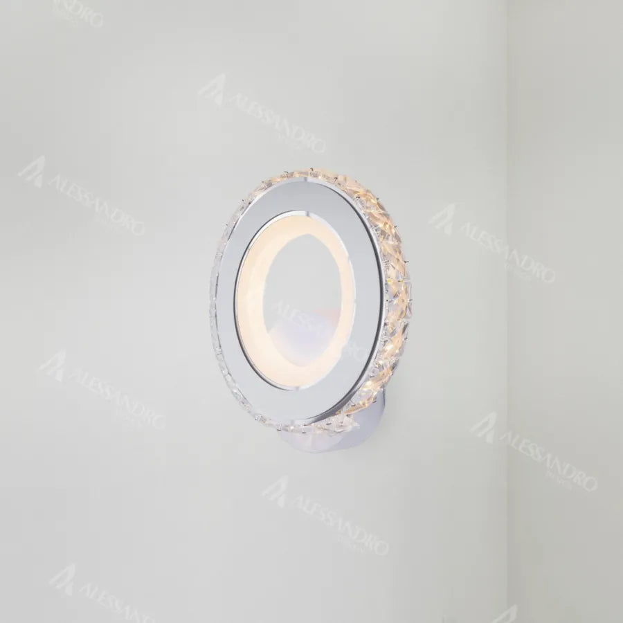 Kinkiet LED Borandis 16W, biały z chromem, akrylem i kryształem, światło zimne/ciepłe/neutralne Kinkiety wewnętrzne Tytuł domyślny Alessandro Design
