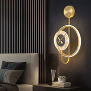 Kinkiet LED Bridger 18 W Zintegrowany zegar Złoty Czarny Kinkiety zewnętrzne Domyślny tytuł Alessandro Design