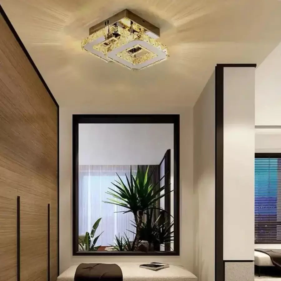 Kryształowy żyrandol LED JEREMIAH 48W, 2 kwadraty, światło zimne/ciepłe/neutralne, błyszczące chromowane żyrandole LED Domyślny tytuł Alessandro Design