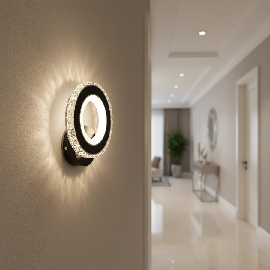 Kinkiet LED NOVA Rotonda, 16 W, czarny i stal nierdzewna, światło ciepłe/zimne/neutralne Kinkiety wewnętrzne Tytuł domyślny Alessandro Design