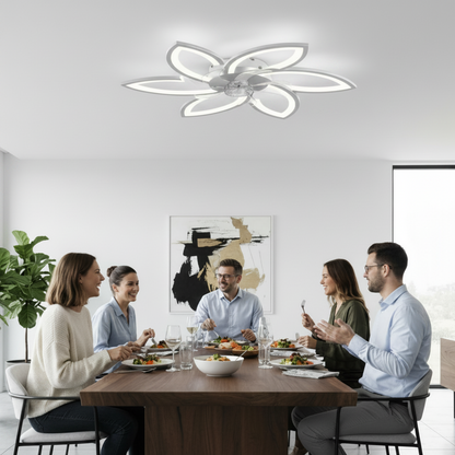 Żyrandol LED ANEMO Fan z pilotem, 36 W, G76,5 cm, światło zimne/neutralne/ciepłe, metal i plastik, biały