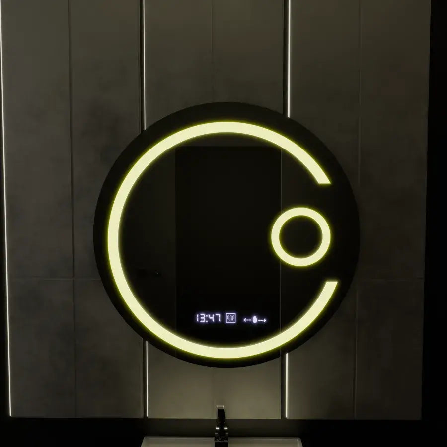 Okrągłe lustro LED, 60 cm, Visio MotionGlow Marcello, system usuwania zamglenia, zegar i termometr, lupa kosmetyczna, ściemniane lustra Marcello Domyślny tytuł Alessandro Design