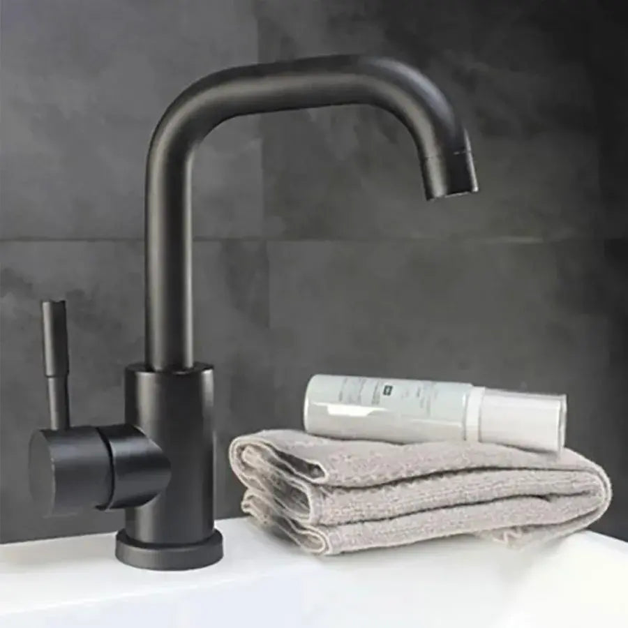 Bateria zlewozmywakowa z obrotową wylewką, czarna, stal nierdzewna SUS304, baterie łazienkowe LY008C Domyślny tytuł Alessandro Design