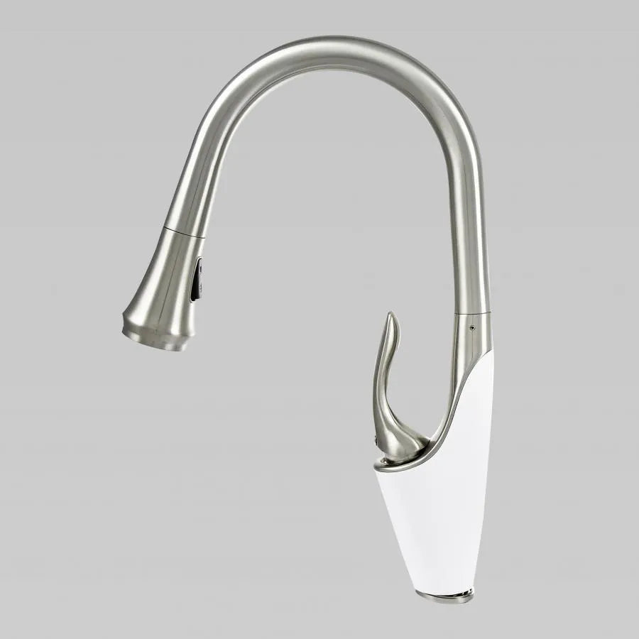 Bateria kuchenna z wyciąganym prysznicem, mosiądz sanitarny, chrom, W054 Baterie kuchenne Domyślny tytuł Alessandro Design