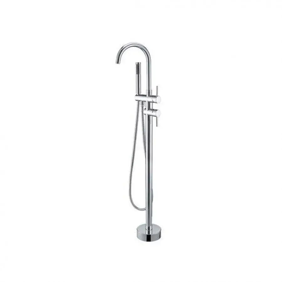 Bateria podłogowa z okrągłą ramką, mosiądz sanitarny, chrom, baterie CF2032 i kolumny prysznicowe Domyślny tytuł Alessandro Design