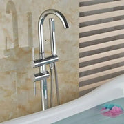 Bateria podłogowa z okrągłą ramką, mosiądz sanitarny, chrom, baterie CF2032 i kolumny prysznicowe Domyślny tytuł Alessandro Design