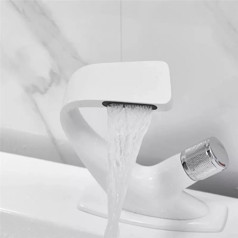 Bateria umywalkowa, mosiądz sanitarny, biały, baterie łazienkowe OD/2058 Domyślny tytuł Alessandro Design