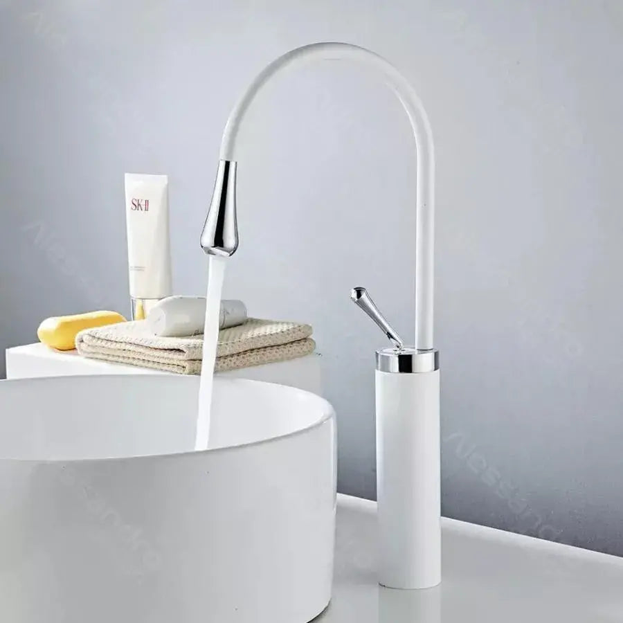 Bateria umywalkowa, mosiądz sanitarny, biały, WZY/326/A Baterie łazienkowe Domyślny tytuł Alessandro Design