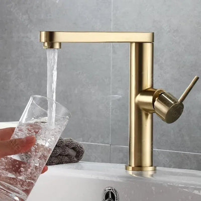 Bateria umywalkowa, mosiądz sanitarny, złoto, 9107D