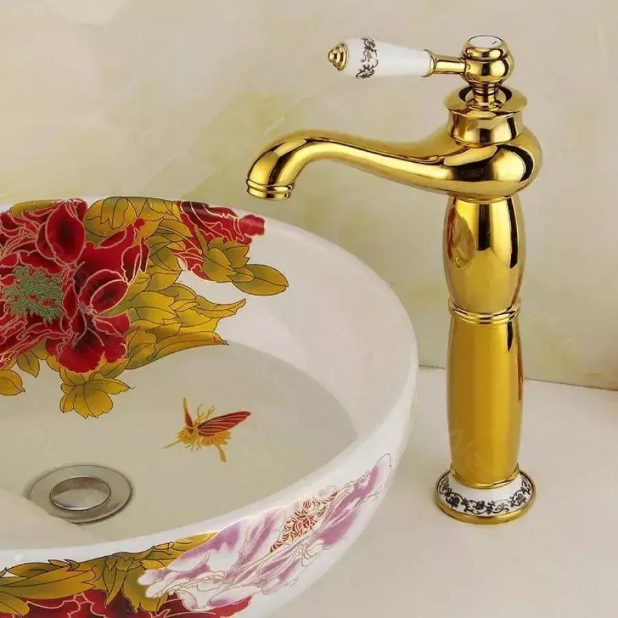 Bateria umywalkowa, mosiądz sanitarny, złoto, baterie łazienkowe CF/1008 Domyślny tytuł Alessandro Design