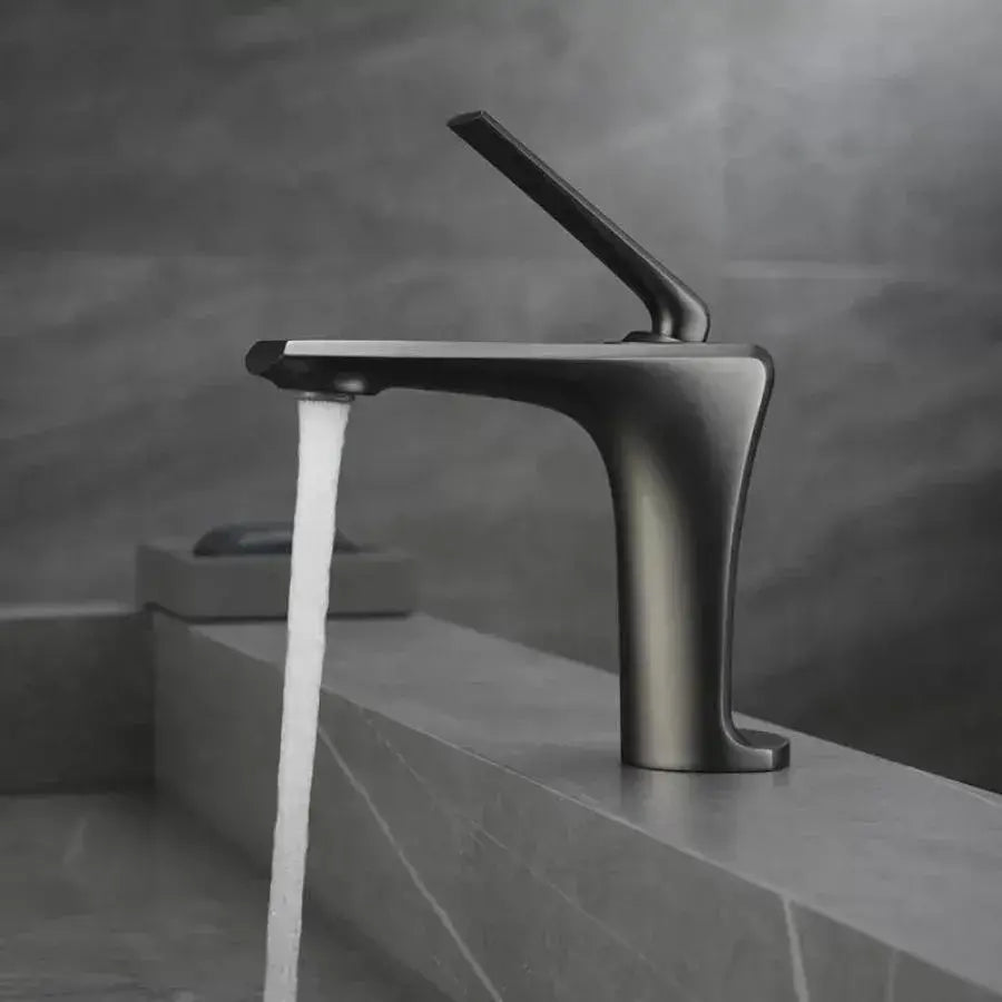 Bateria umywalkowa, mosiądz sanitarny, satynowy szary, 10007N Baterie łazienkowe Domyślny tytuł Alessandro Design