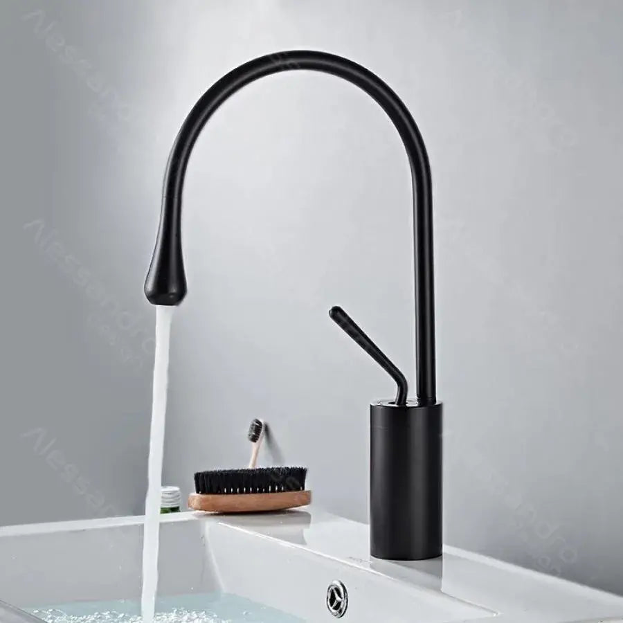 Bateria umywalkowa, mosiądz sanitarny, czarny, WZY/327/B Baterie łazienkowe Domyślny tytuł Alessandro Design