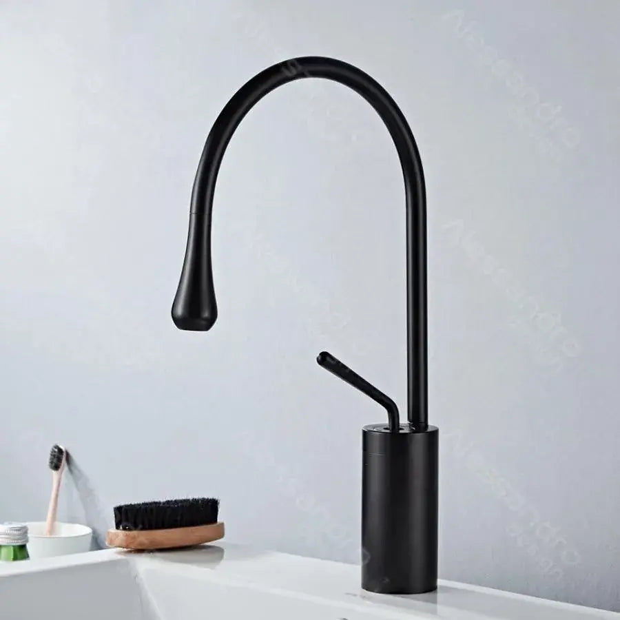 Bateria umywalkowa, mosiądz sanitarny, czarny, WZY/327/B Baterie łazienkowe Domyślny tytuł Alessandro Design
