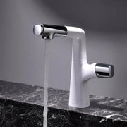 Bateria umywalkowa z wyciąganym prysznicem, mosiądz sanitarny, chrom i biel, MP016B/C Baterie łazienkowe Domyślny tytuł Alessandro Design
