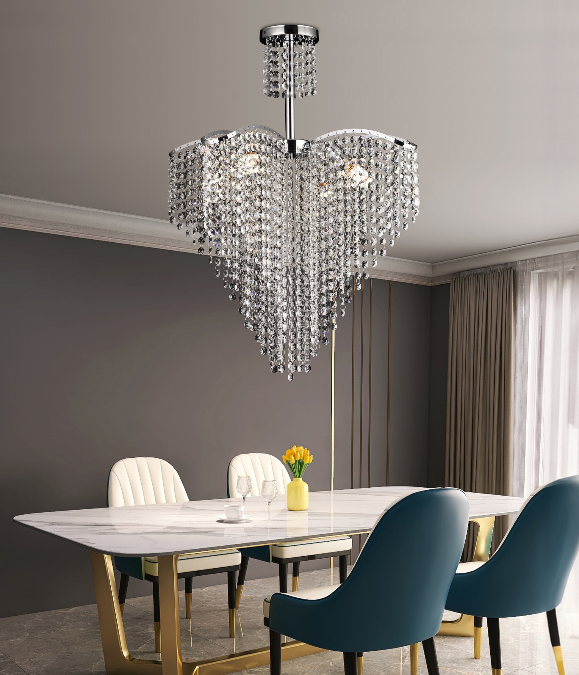 Kandelabr Kryształowy Ander 4xE14 Średnica 45cm Chromowany Kandelabr Kryształowy Domyślny Tytuł Alessandro Design