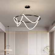 Żyrandol LED DIVINO Czarny 91W z elastyczną rurką silikonową, średnica 60cm - Regulowane światło 3000K/4000K/6000K Nowoczesne żyrandole Domyślny tytuł Alessandro Design