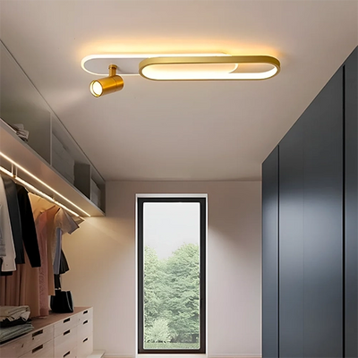 Żyrandol LED z regulowanym projektorem FISSO Camilla, 48W, światło zimne/ciepłe/neutralne 3000K/4000K/6000K, błyszczące złoto, metal i akryl