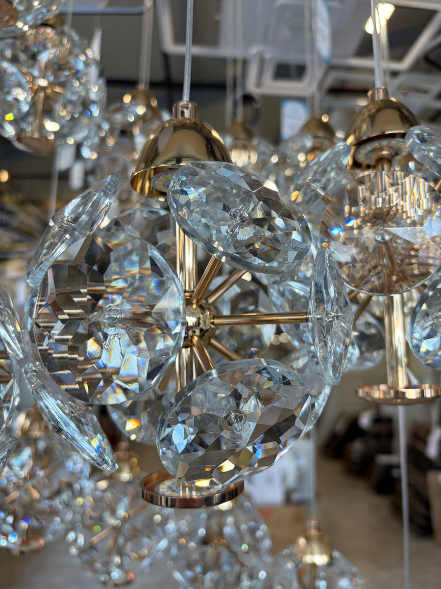 Żyrandol kryształowy LED KILKENNY Culmino, 144W, światło neutralne, średnica 60cm, złote nowoczesne żyrandole Domyślny tytuł Alessandro Design