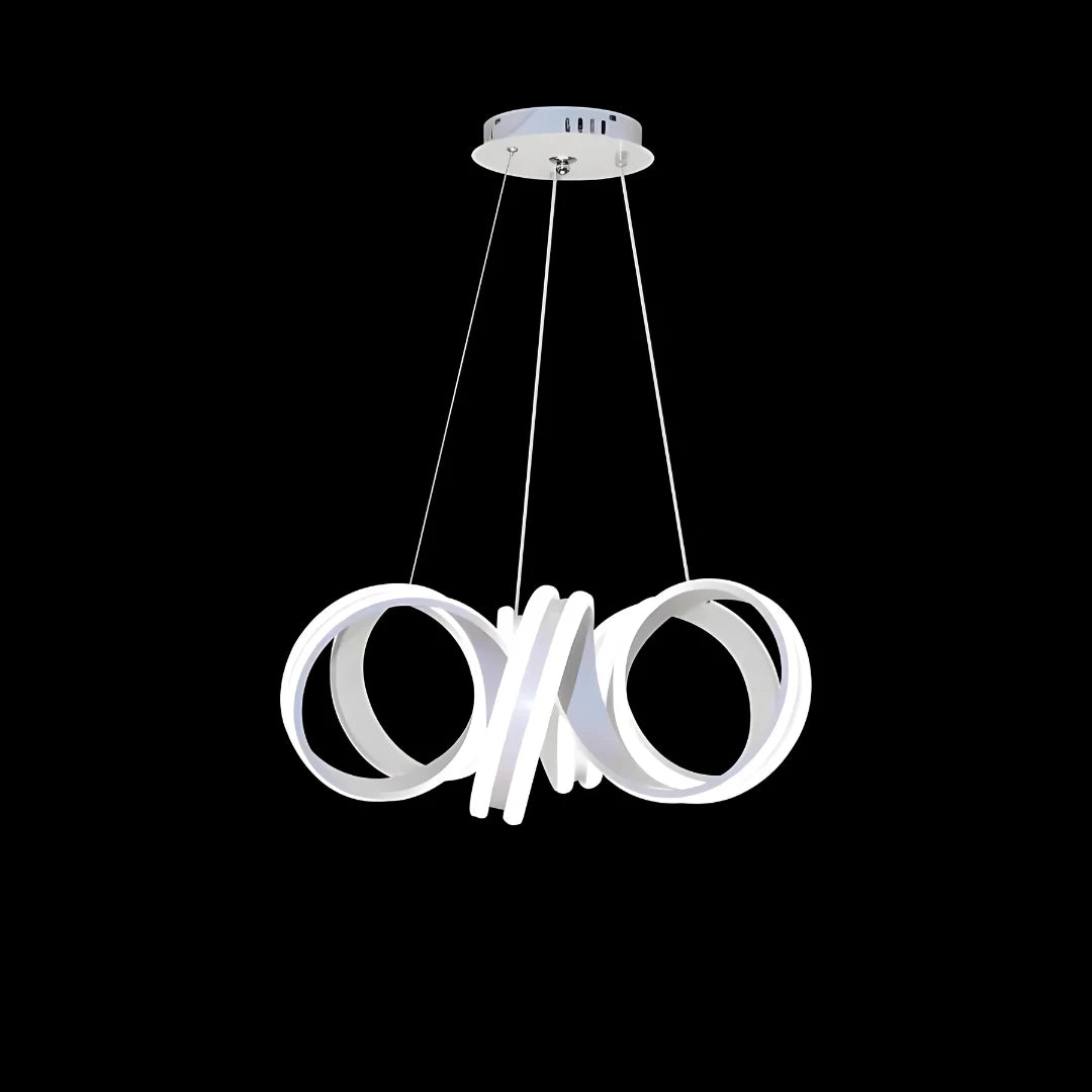 Zawieszany żyrandol LED z pilotem INFINITY TWIST 180W, falisty, światło zimne/ciepłe/neutralne, możliwość przyciemniania, biały, regulacja wysokości Nowoczesne żyrandole Tytuł domyślny Alessandro Design