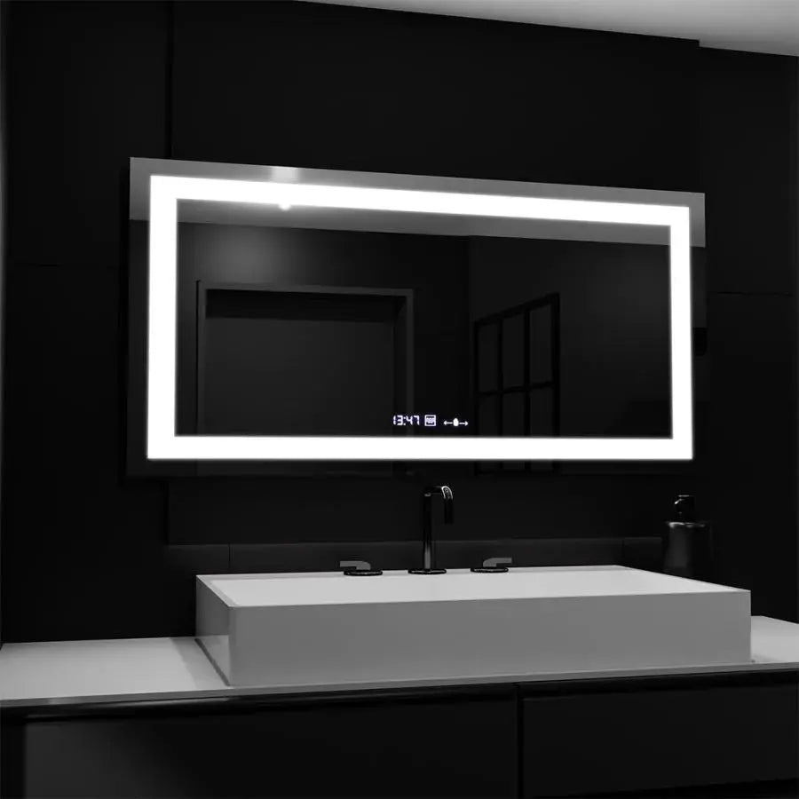 Prostokątne lustro LED, 160x80cm, Verite MotionGlow Marcello, system odmgławiania, zegar i termometr, przyciemniane lustra Marcello Domyślny tytuł Alessandro Design