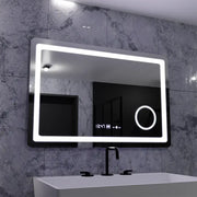 Prostokątne lustro LED, 90x60 cm, Souverain MotionGlow Marcello, system usuwania zamglenia, zegar i termometr, lupa kosmetyczna, przyciemniane lustra Marcello Domyślny tytuł Alessandro Design