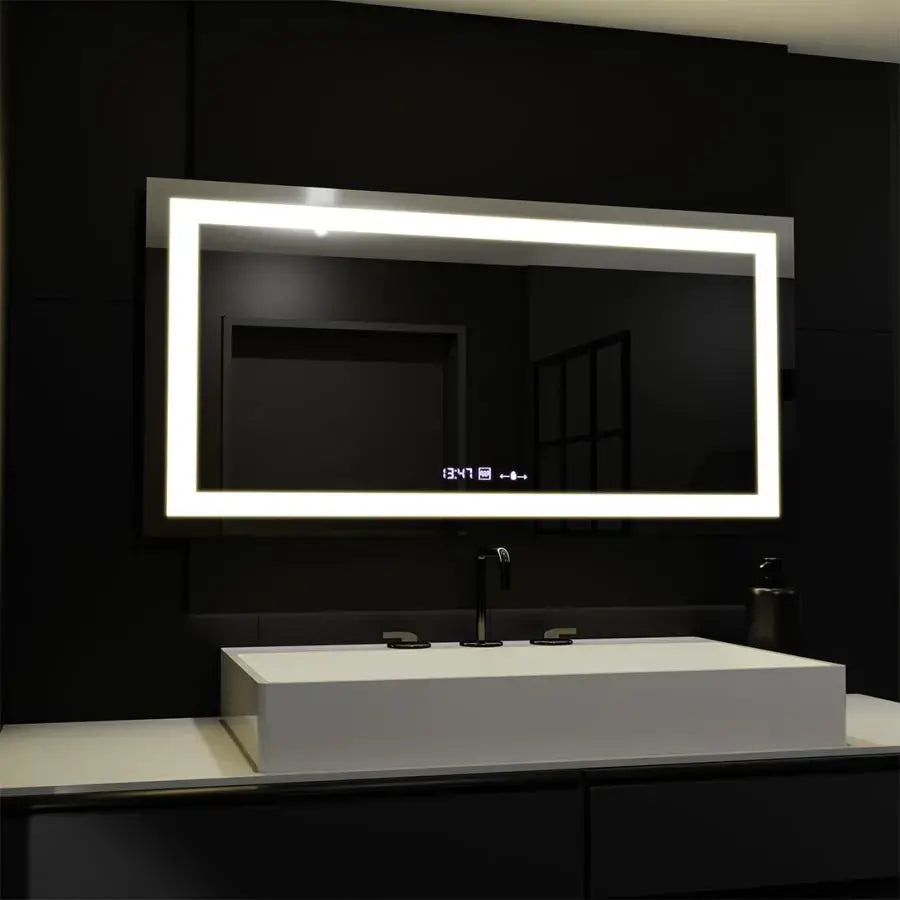 Prostokątne lustro LED, 160x80cm, Verite MotionGlow Marcello, system odmgławiania, zegar i termometr, przyciemniane lustra Marcello Domyślny tytuł Alessandro Design