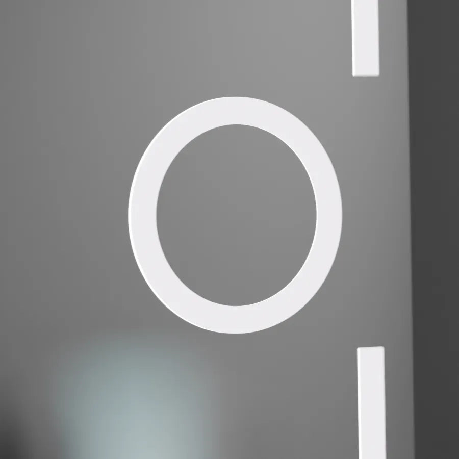 Prostokątne lustro LED, 50x70 cm, Eclat MotionGlow Marcello, system przeciwmgielny, zegar i termometr, lupa kosmetyczna, przyciemniane lustra Marcello Domyślny tytuł Alessandro Design