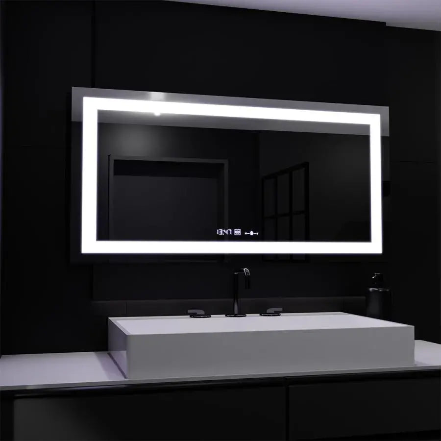 Prostokątne lustro LED, 160x80cm, Verite MotionGlow Marcello, system odmgławiania, zegar i termometr, przyciemniane lustra Marcello Domyślny tytuł Alessandro Design