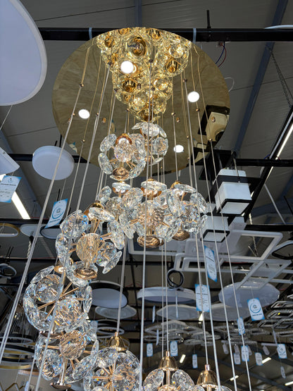 Żyrandol kryształowy LED KILKENNY Culmino, 144W, światło neutralne, średnica 60cm, złote nowoczesne żyrandole Domyślny tytuł Alessandro Design