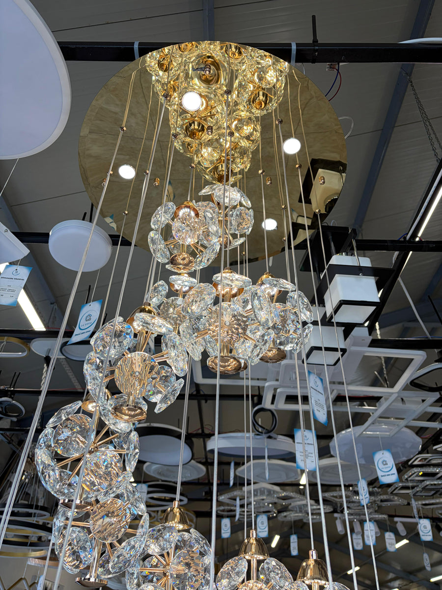 Żyrandol kryształowy LED KILKENNY Culmino, 144W, światło neutralne, średnica 60cm, złote nowoczesne żyrandole Domyślny tytuł Alessandro Design