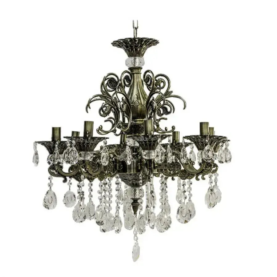 Żyrandol kryształowy SANSSOUCI Magno, 8xE14, średnica 65cm, klasyczne żyrandole z antycznego mosiądzu Domyślny tytuł Alessandro Design