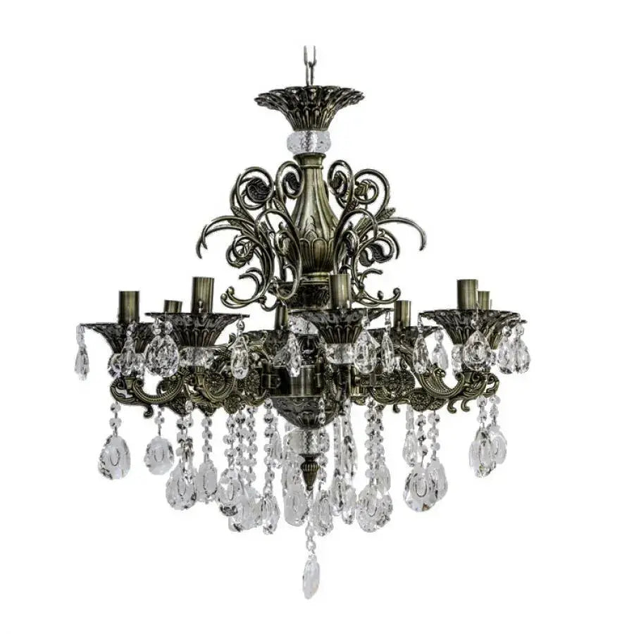 Żyrandol kryształowy SANSSOUCI Magno, 8xE14, średnica 65cm, klasyczne żyrandole z antycznego mosiądzu Domyślny tytuł Alessandro Design