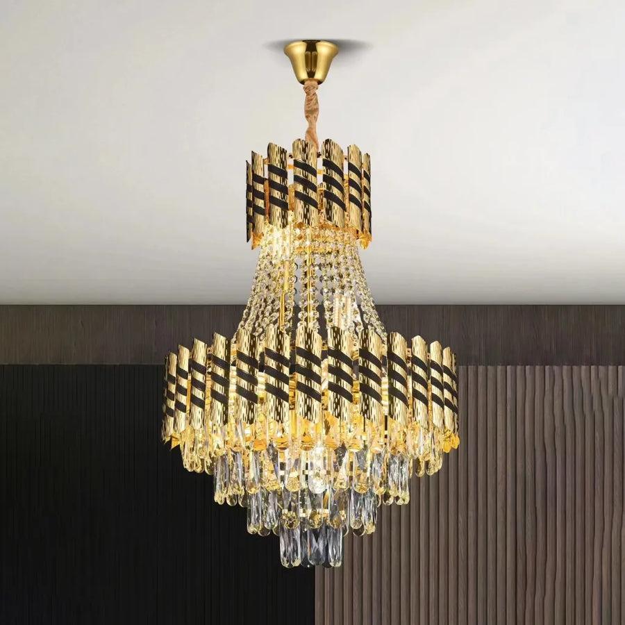 Żyrandol Kryształowy 10XE14 Nardo Złoty Czarny, średnica 60 cm, wysokość 75 cm Żyrandole kryształowe Domyślny tytuł Alessandro Design