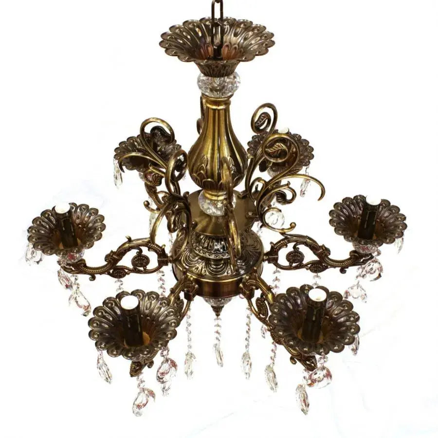 Żyrandol kryształowy SANSSOUCI Magno, 6xE14, średnica 62cm, antyczny mosiądz Klasyczne żyrandole Domyślny tytuł Alessandro Design