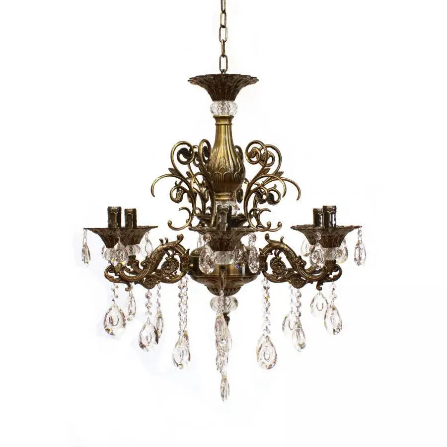Żyrandol kryształowy SANSSOUCI Magno, 6xE14, średnica 62cm, antyczny mosiądz Klasyczne żyrandole Domyślny tytuł Alessandro Design