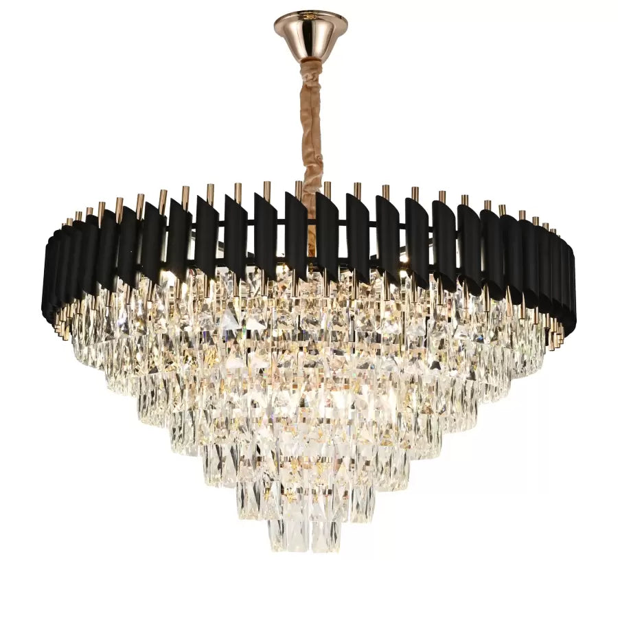 Żyrandol kryształowy VERSAILLES Supremo 12xE14, średnica 80cm, błyszczące złoto i czerń, regulowana wysokość Żyrandole kryształowe Domyślny tytuł Alessandro Design