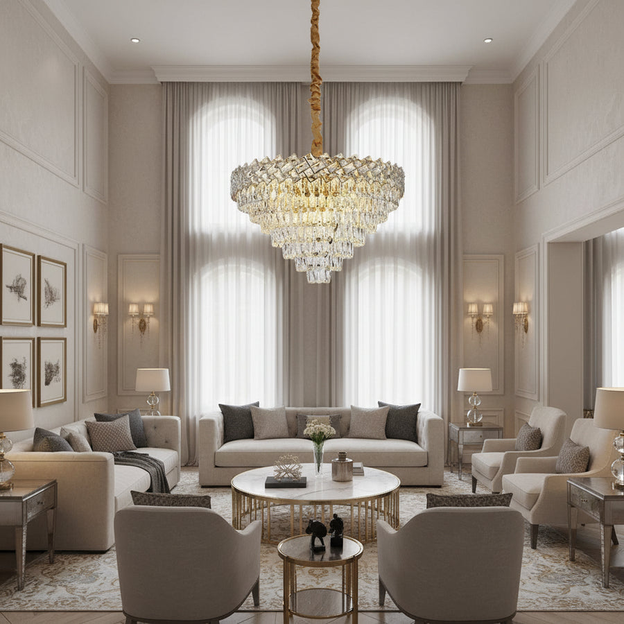 Żyrandol Kryształowy WINDSOR Supremo 10xE14, Średnica 80cm, Błyszczące Złoto, Regulowana Wysokość Żyrandole Kryształowe Domyślny Tytuł Alessandro Design