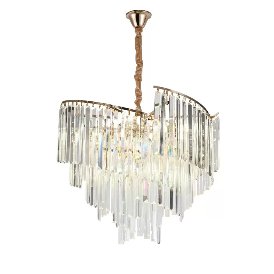 Kandelabr Kryształowy TRIANON Magno 10x E27, Średnica 56cm, Błyszczące Złoto, Regulowana Wysokość Kandelabr Kryształowy Domyślny Tytuł Alessandro Design