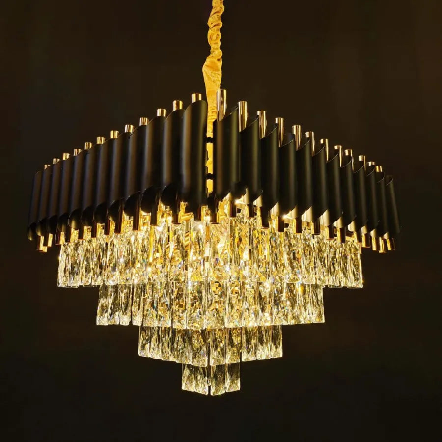 Żyrandol kryształowy VERSAILLES Eleganza 8x E14, 48 cm, błyszczące złoto i czerń, regulowana wysokość Żyrandole kryształowe Domyślny tytuł Alessandro Design